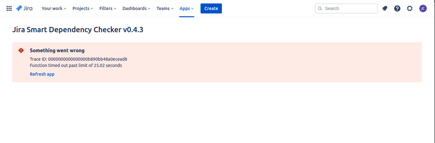 Jira Smart Dependency Checker Application Http Timeout Error