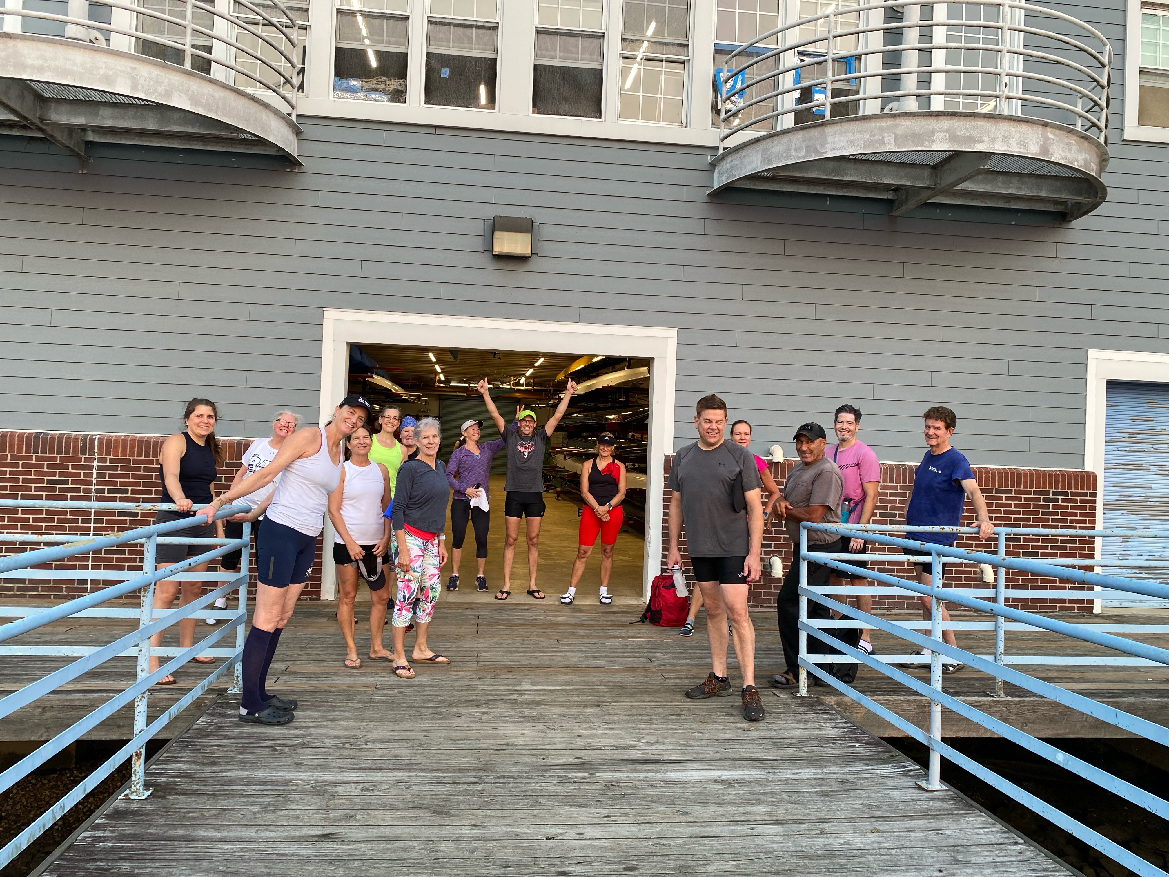 Jaime with some of the Alexandria Community Rowing Sweep Team at morning practice.